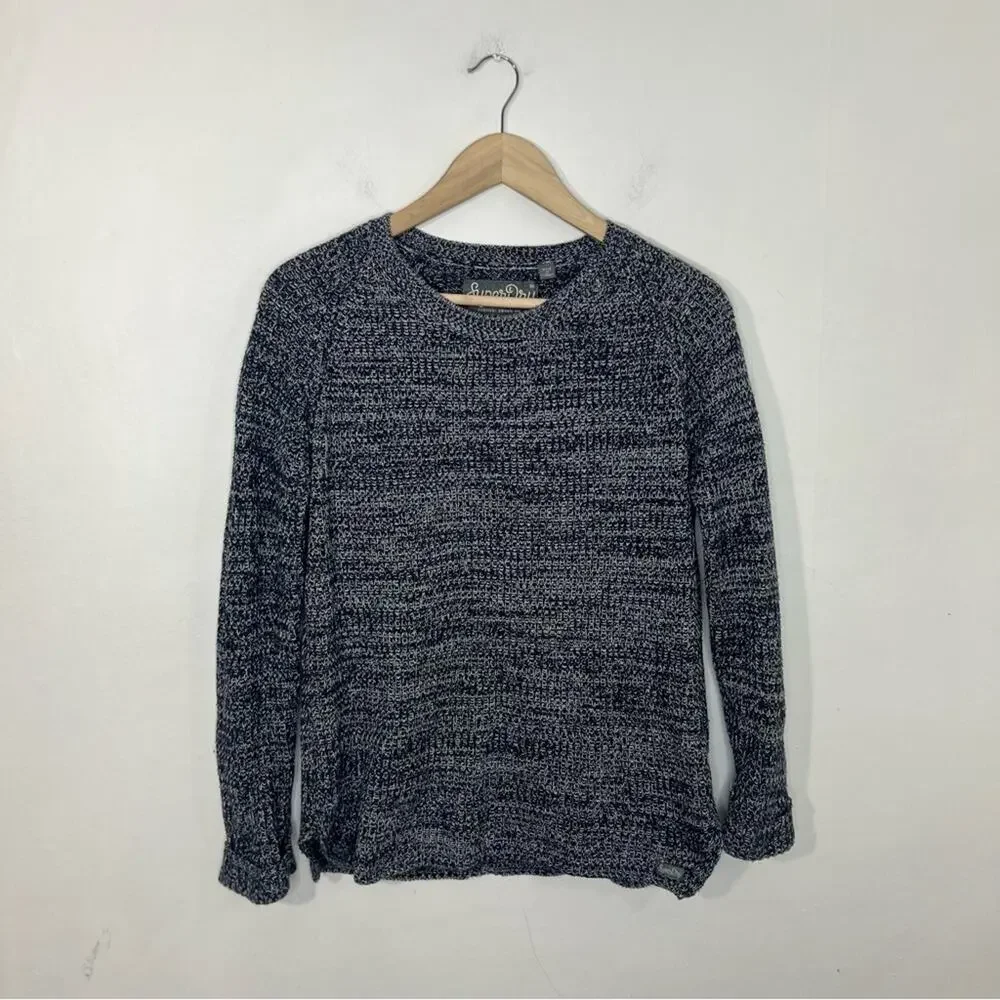Superdry Fesitval Goods CO. Blue Marled Crewneck Sweater Size XS